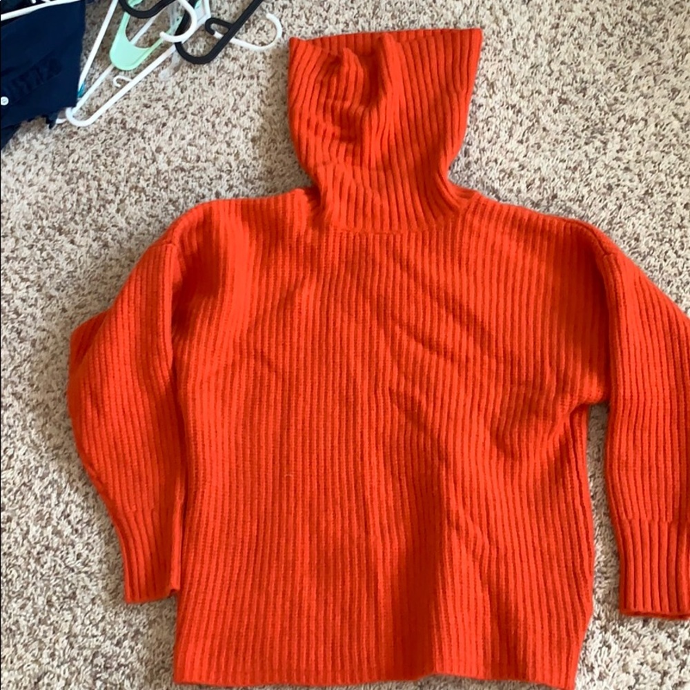 Orange wool cowl neck
